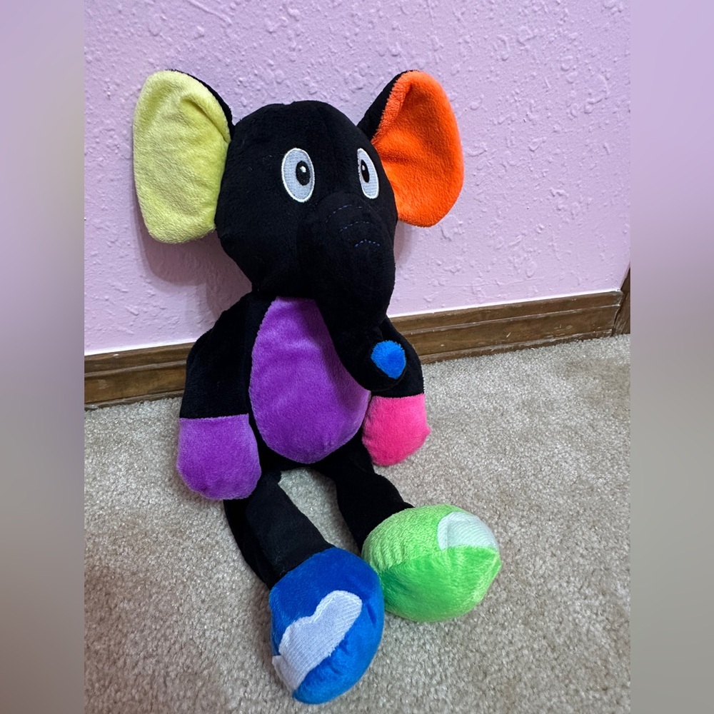 Kellytoy elephant plush 2015 14" black multicolored